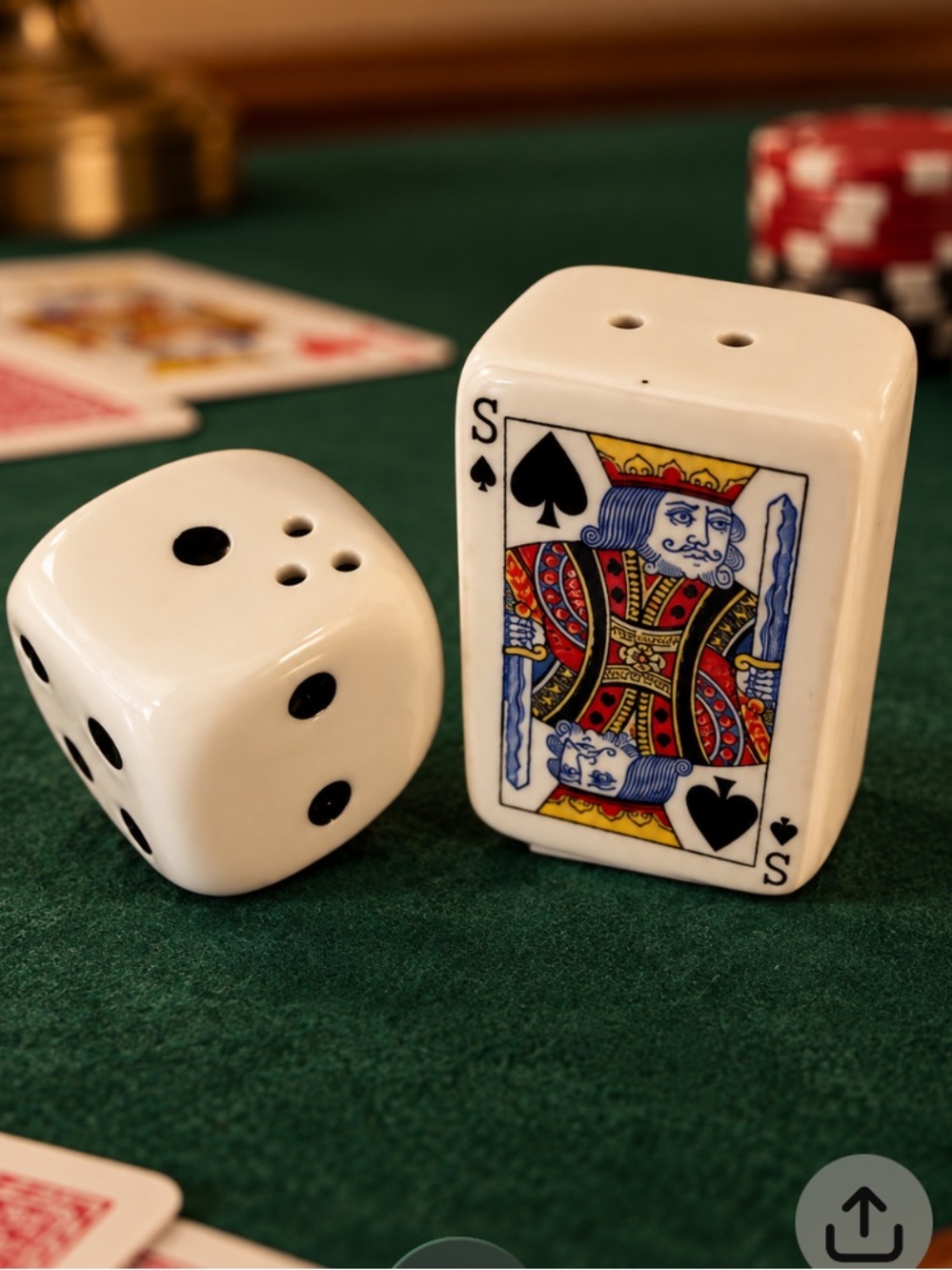 Cracker Barrel Mini White Dice and Playing-Card Domino Set with Black Pips